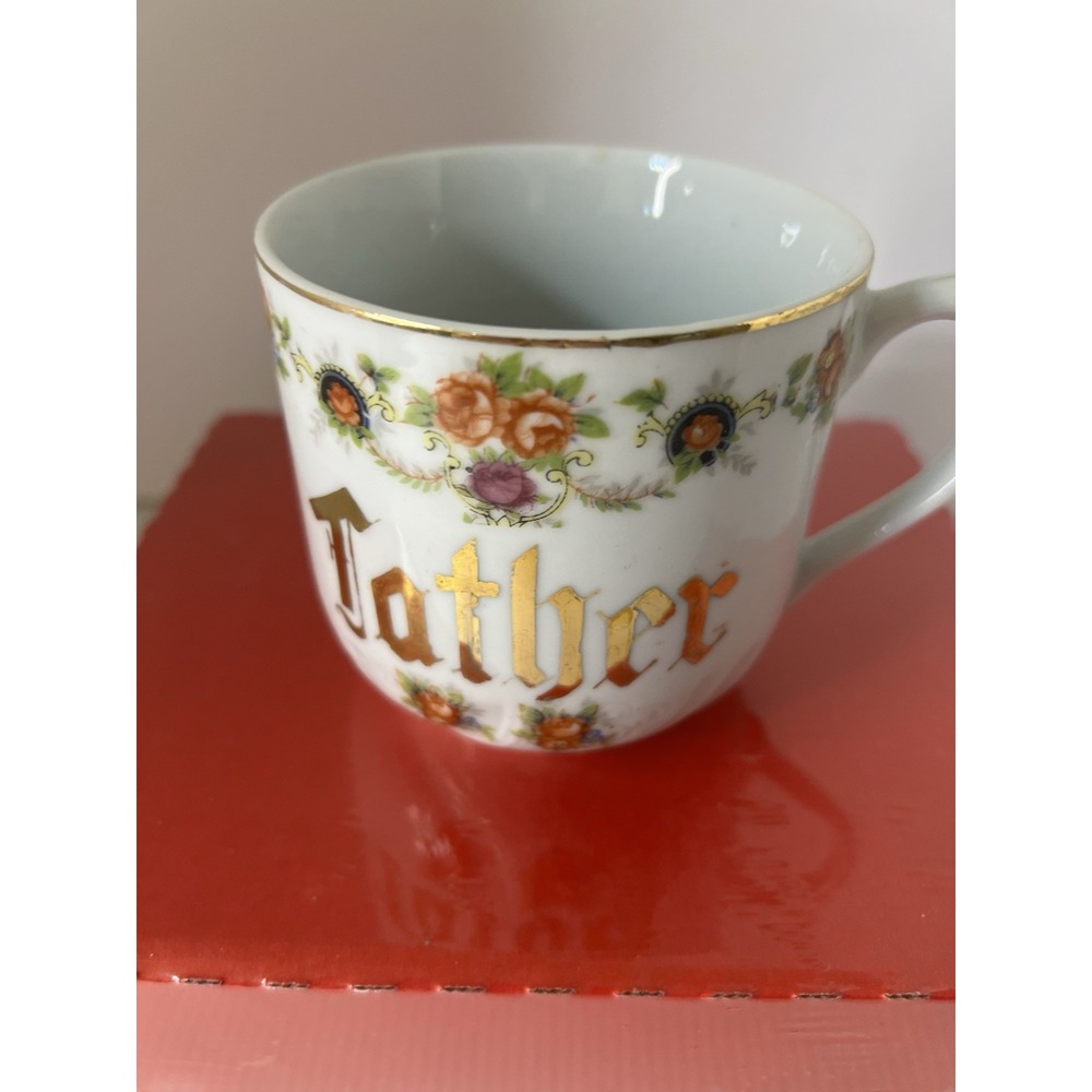 Vintage Porcelain Large Teacup "Father" Gold Script Occupied Japan